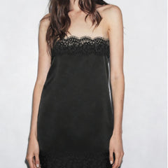 Lace Patchwork Satin Tube Top