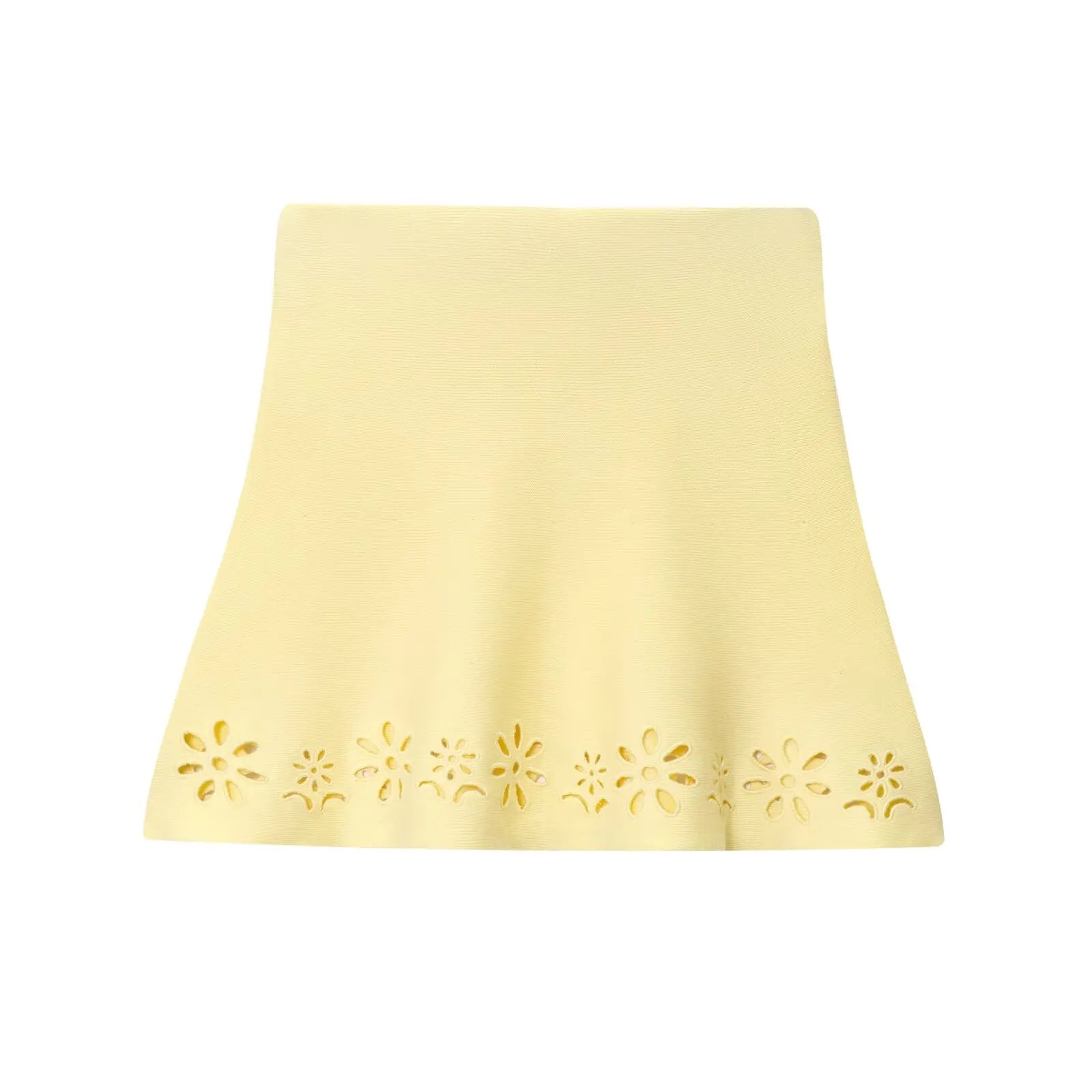Yellow mini skirt with floral cutouts