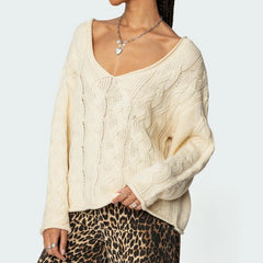 Cable Knit Off Shoulder Sweater