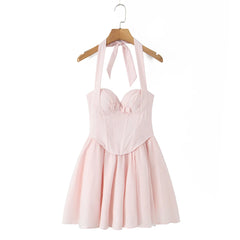Tie Up Wire Corset Mesh Mini Dress