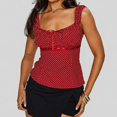 Polka Dot Babydoll Scoop Neck Top