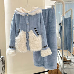 Fur Pijama Flannel Three-Piece Set