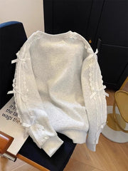 Grey Lace Bow Sweatshirt