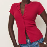 Rib Knitted Button Up Top