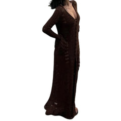 Crochet Flared Cuffs Long Cardigan