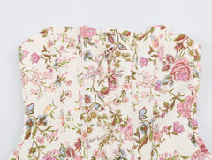 Floral Print Strapless Corset Mini Dress