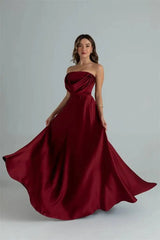 Satin Strapless Drape Maxi Gown