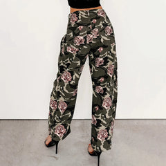 Camo Rose High Waist Denim Pants