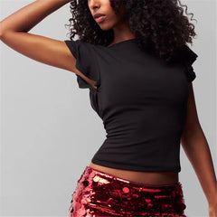 Ruffle Boat Neck Top