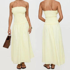 Yellow Smocked Tube Top