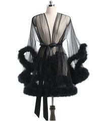 Short Feather Robe Dressing Gown