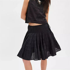 Ruffle Hem Knee Length Skirt