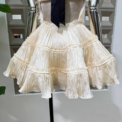 Sleeveless Pleated Strap-neck Backless Mini Dress