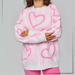 Love Jacquard Round Neck Sweater