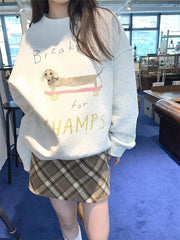 Cartoon Puppy Breakfast Printed Sweatshirt