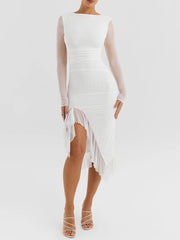 White dress with sheer sleeves