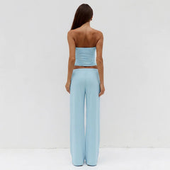 Strapless Crop Top And Long Pants Set