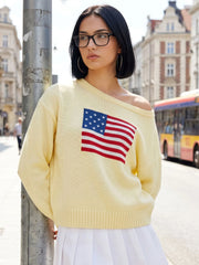 American Flag Knit Sweatshirt