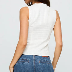 Keyhole Tie Front Sleeveless Top