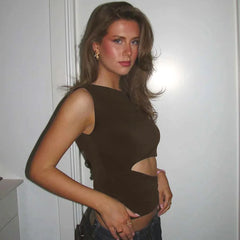 Cut Out Sleeveless Tank Top