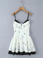 With Dotted Spaghetti Strap Flare Mini Dress