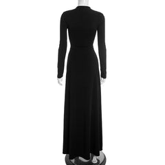Long Sleeve Neck Cut Out Maxi Dress