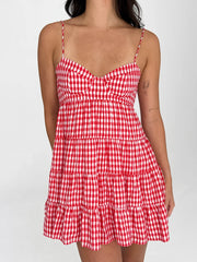 Red and white checkered dress