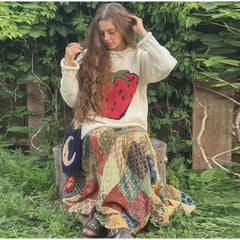 Crew Neck Graphic Knit Sweater