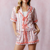 Floral Print Short Sleeve Tops and Shorts Loungewear Set