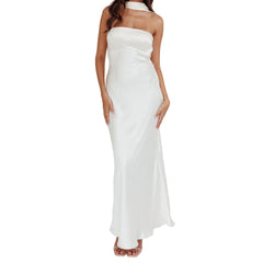 White strapless gown - front view