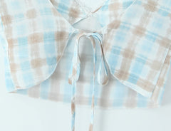 Plaid Print Bow Crop Top And Ruffles Hem Midi Skirt Set