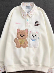 Pet Embroidery Print Collar Sweatshirt