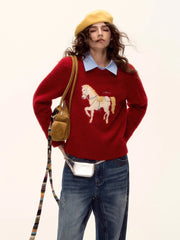 Red Horse Graphic Sweater