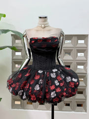 Strapless Flower Lace A-line Mini Dress