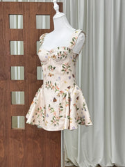 Floral Printed Square Neck Strap Mini Dress