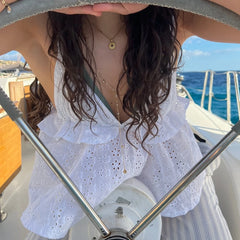 Ruffles Trim Peplum Crop Top