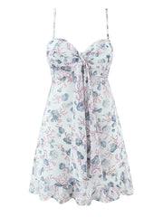 Floral Print Bow-Tied Mini Dress
