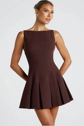 A-line Pleated Open Back Mini Dress