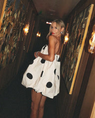 Sleeveless Polka Dot Puff Hem Mini Dress