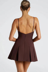 A-line Pleated Open Back Mini Dress