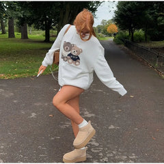 Bear And Puppy Print Knit Pullover