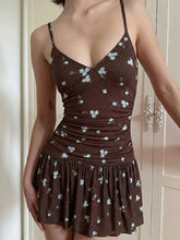 Brown Polka Dot Printed Slip Mini Dress