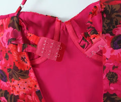 Red Floral Print Bustier Strappy Mini Dress