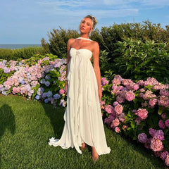 Ruffles Scarf Collar Long Dress