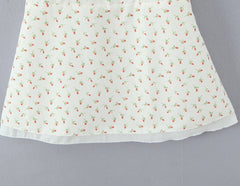 White Rose Flower Print Ruched Chest Mini Dress