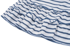 Blue and White Striped Spaghetti Strap Ruffled Mini Dress