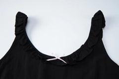 Bow Tie Sleeveless Trim Babydoll Mini Dress