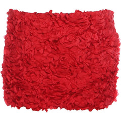 Red Satin Corset Top And 3d Flower Mini Skirt Set