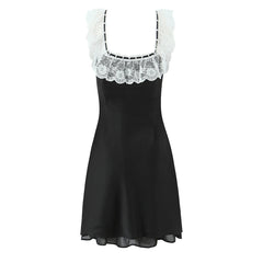 Ruffled Strap Satin Mini Dress