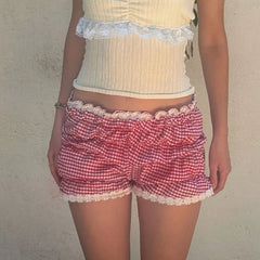 Charming Y2K Low-Rise Bloomers - Subtle Pattern & Lace Trim
